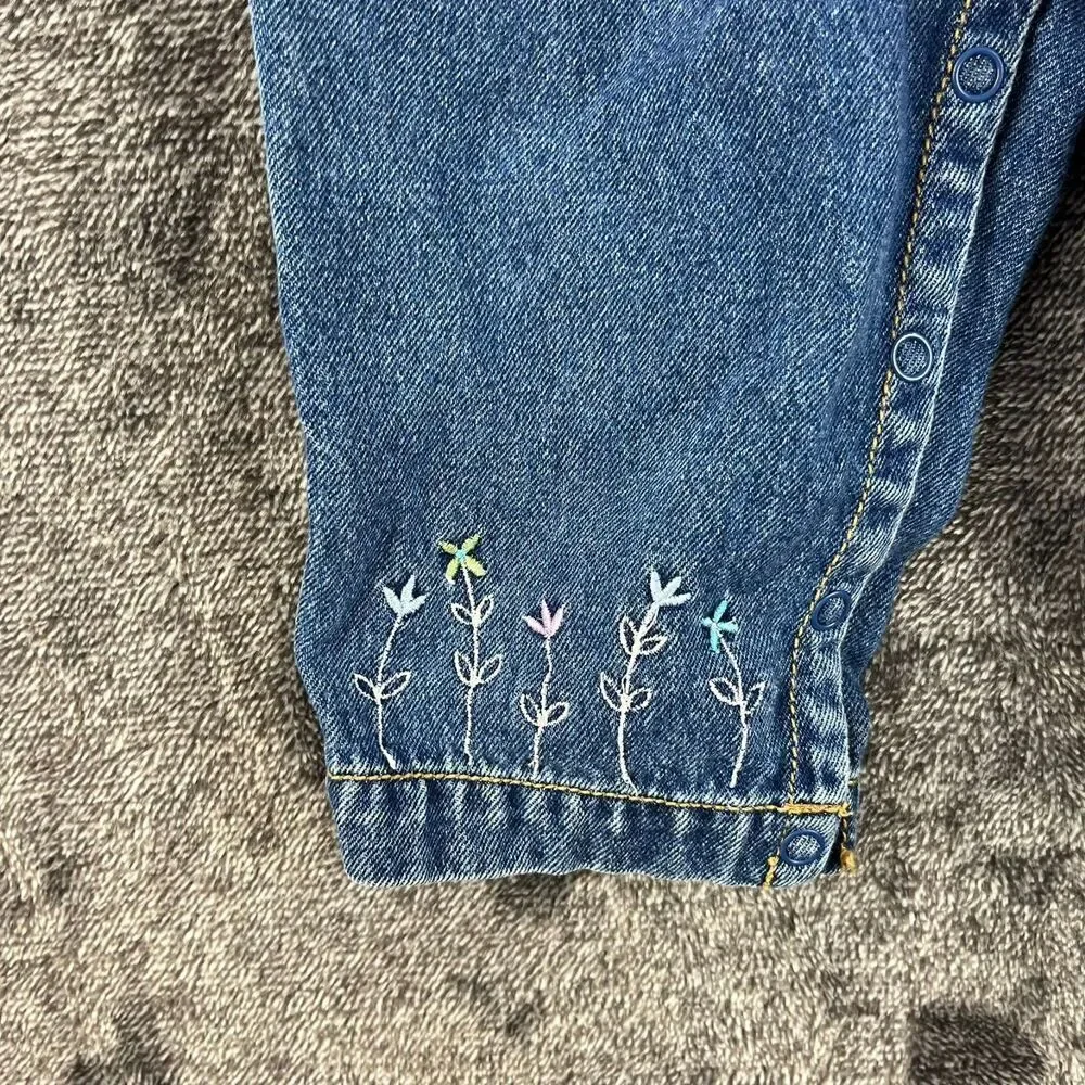 Vtg Gymboree Embroidered Denim Jean Overalls Girl XS 1-2 Years Rainbow Tag